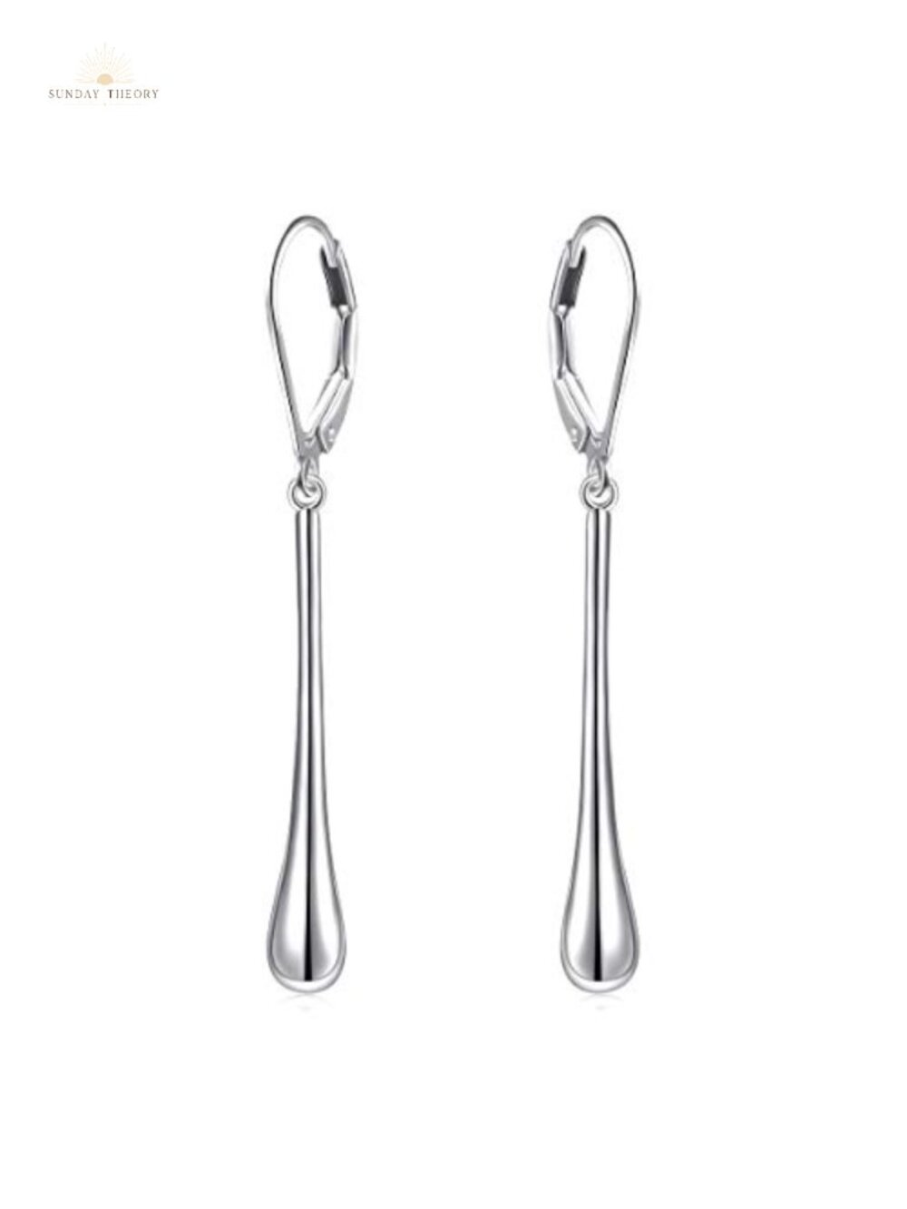 S925 Sterling Silver Vertical Dangle Drop Earrings Teardrop Lightweight